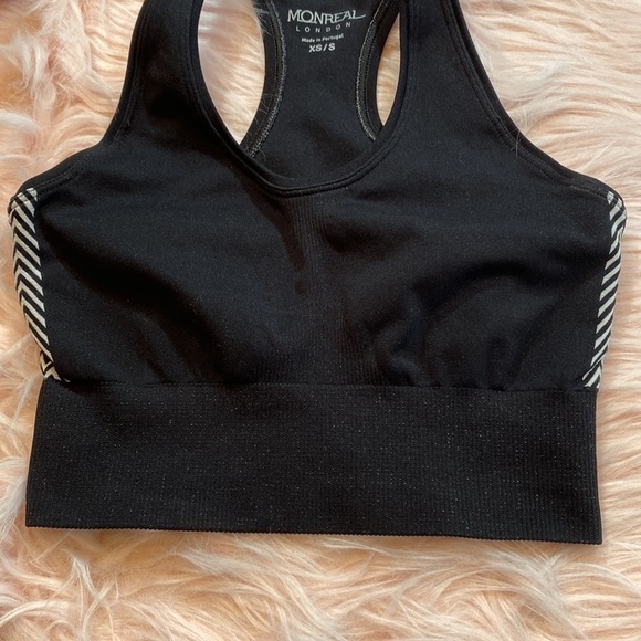 Monreal London Black White Pattern Chevron Seamless Sports Bra sz XS/S - Picture 6 of 11